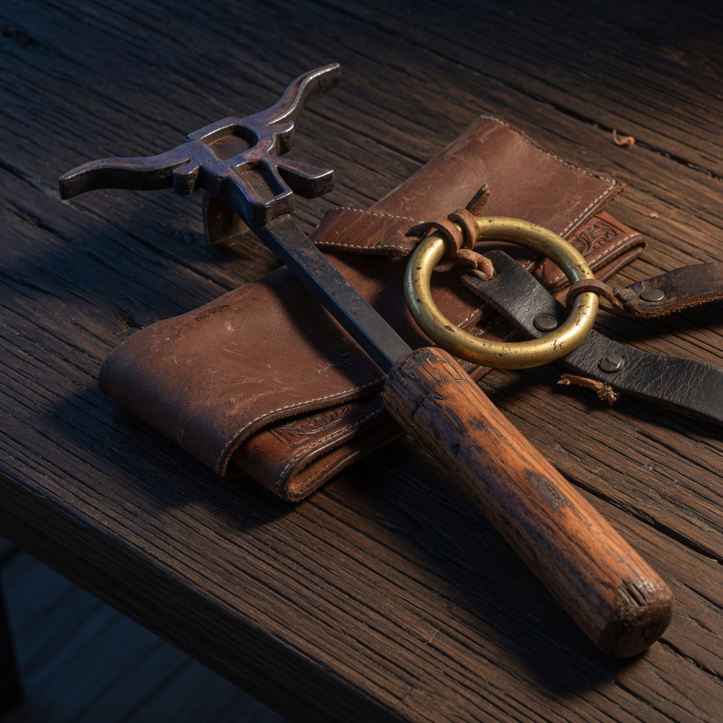 Leather and brass ranch craft details